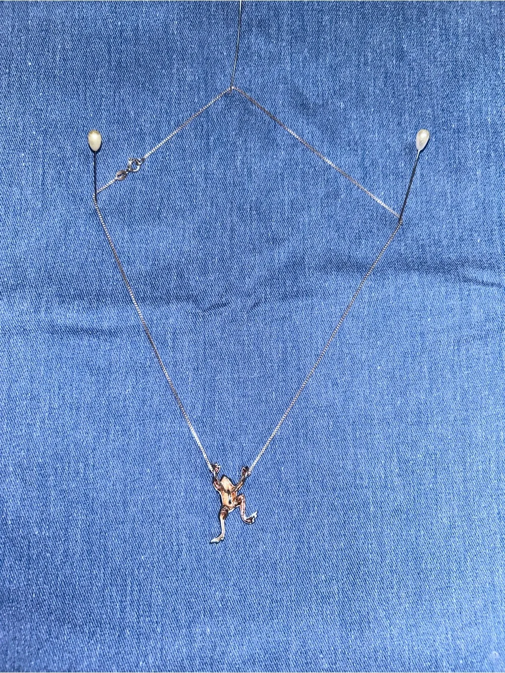 Sterling silver jumping frog necklace